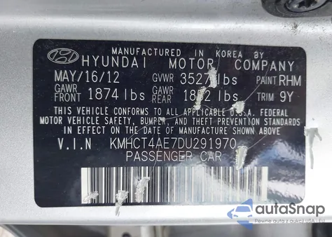 2013 Hyundai Accent Gls from USA, damaged, VIN KMHCT4AE7DU291970